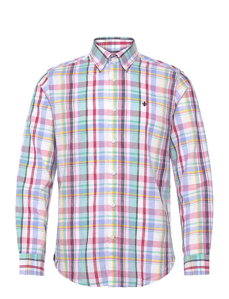 Morris - Linen Preppy Check Shirt-Classic Fit - leinenhemden - pink - 1