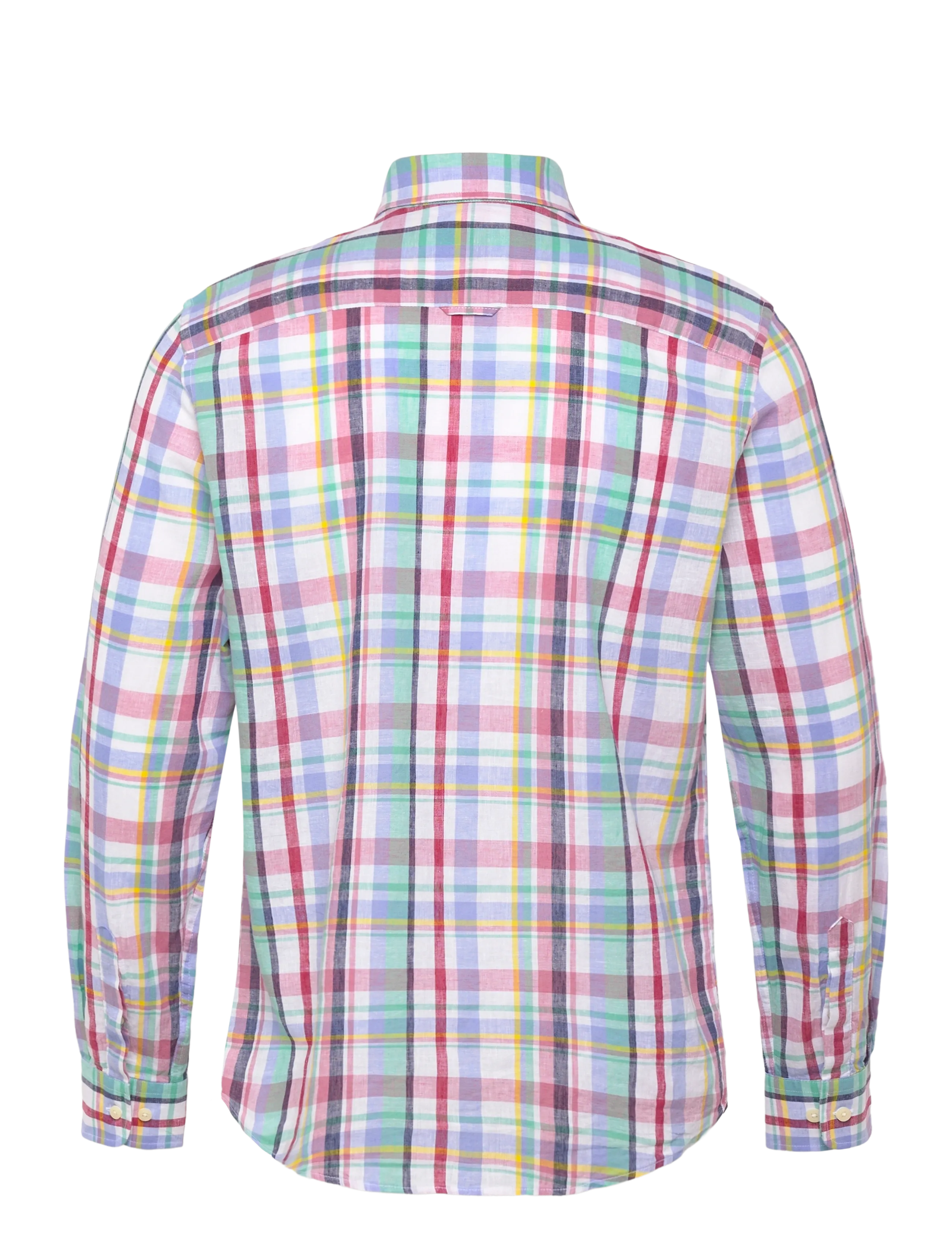 Morris - Linen Preppy Check Shirt-Classic Fit - hørskjorter - pink - 2