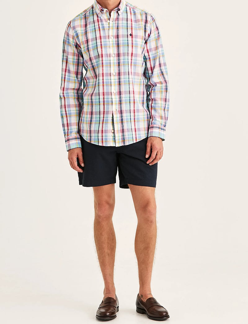 Morris - Linen Preppy Check Shirt-Classic Fit - leinenhemden - pink - 3