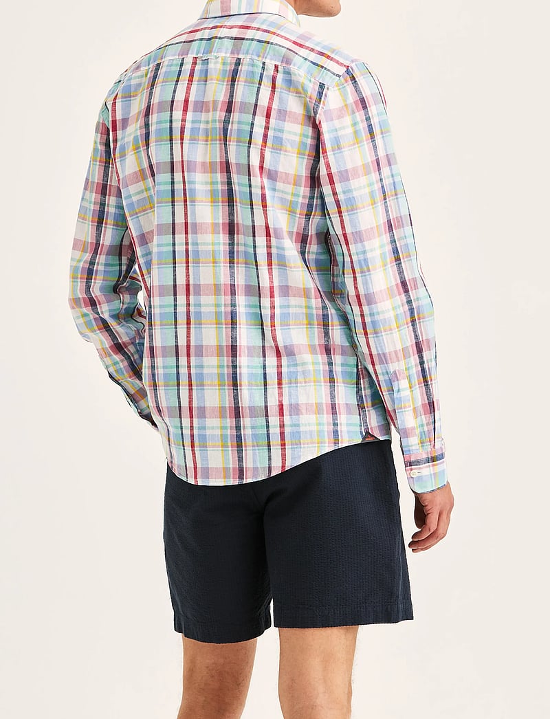 Morris - Linen Preppy Check Shirt-Classic Fit - leinenhemden - pink - 4