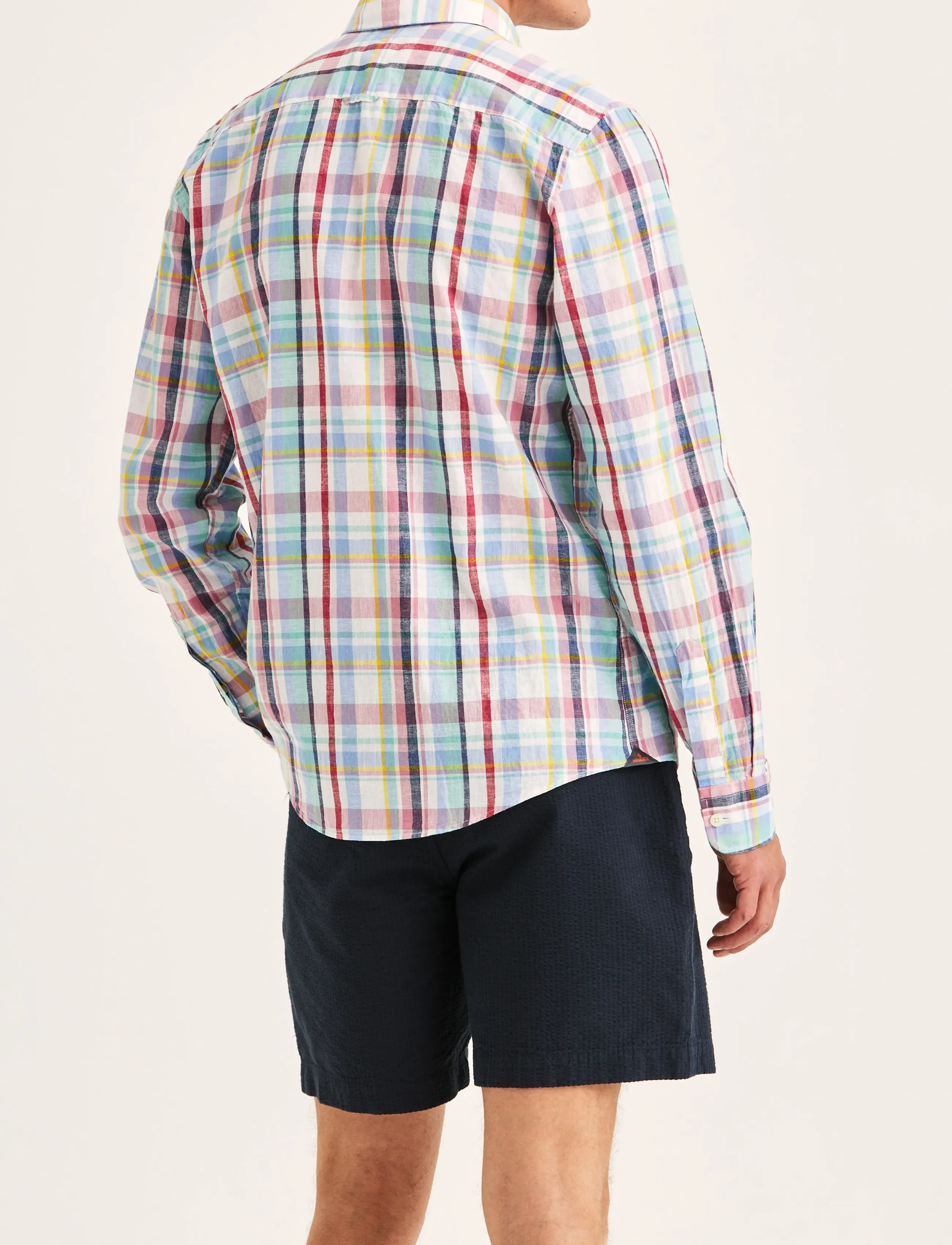 Morris - Linen Preppy Check Shirt-Classic Fit - hørskjorter - pink - 4