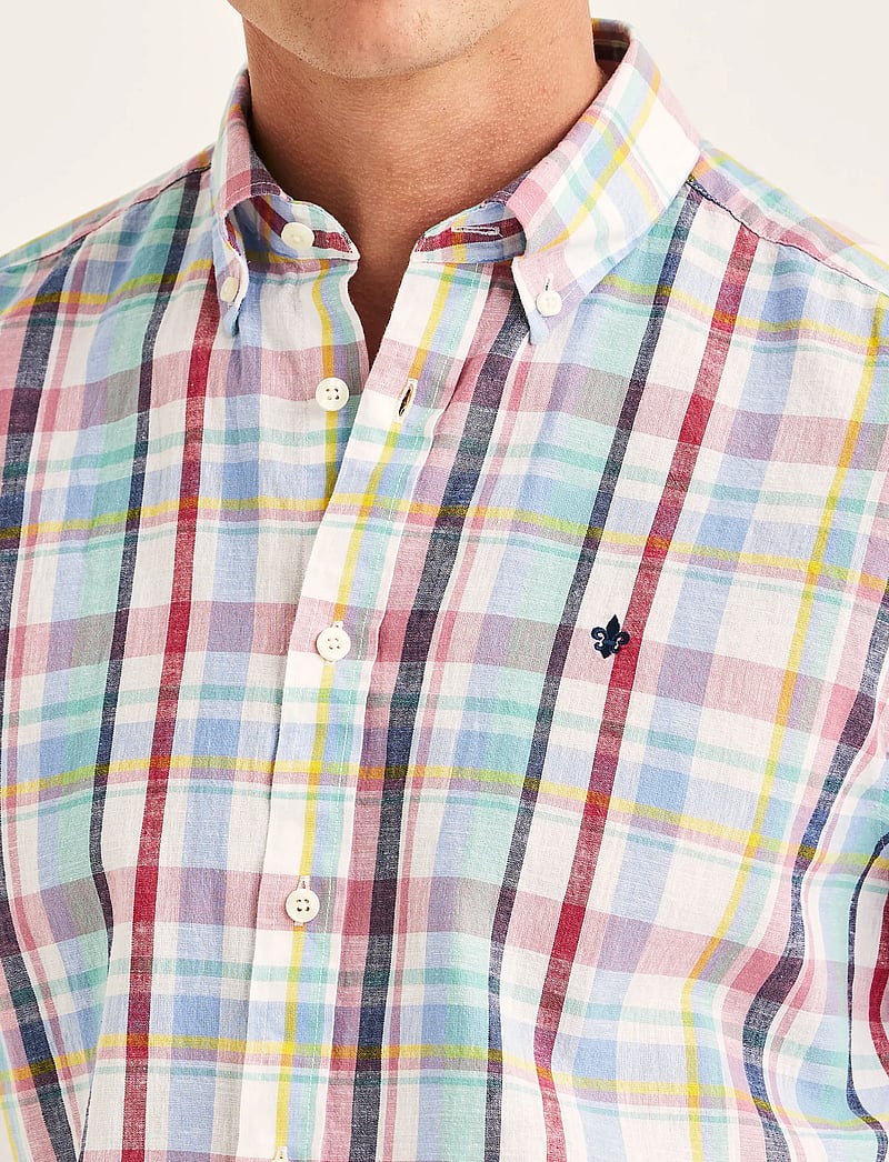 Morris - Linen Preppy Check Shirt-Classic Fit - leinenhemden - pink - 5