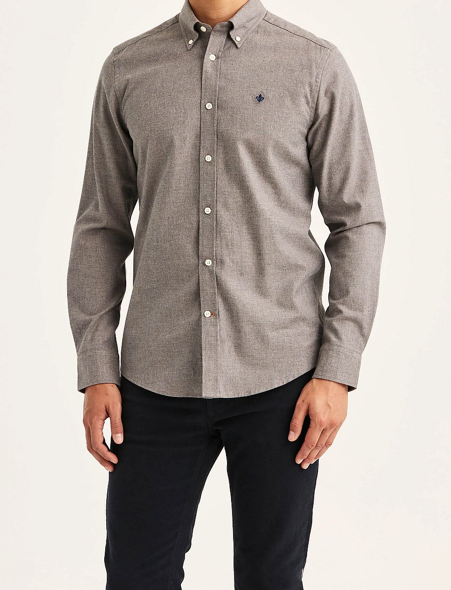 Morris - Watts Flannel Shirt-Slim Fit - flannel-skjorter - brown - 0