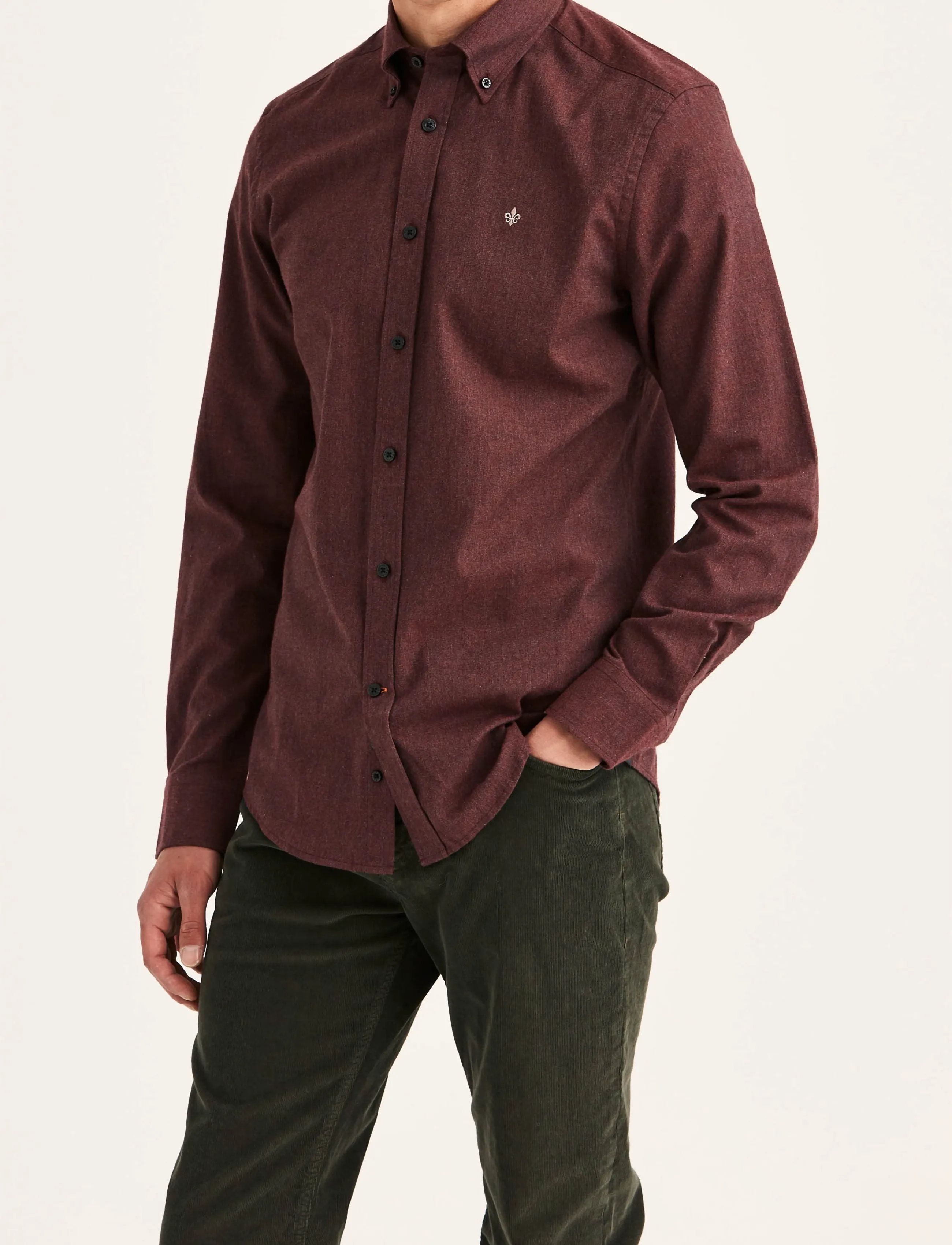 Morris Watts Flannel Shirt-Slim Fit - Hemden - WINE RED / burgundy