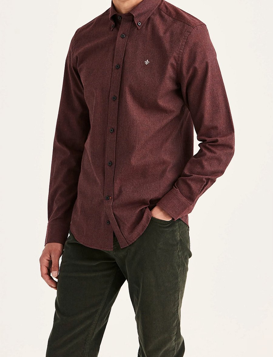 Morris - Watts Flannel Shirt-Slim Fit - flanell-hemden - wine red - 0