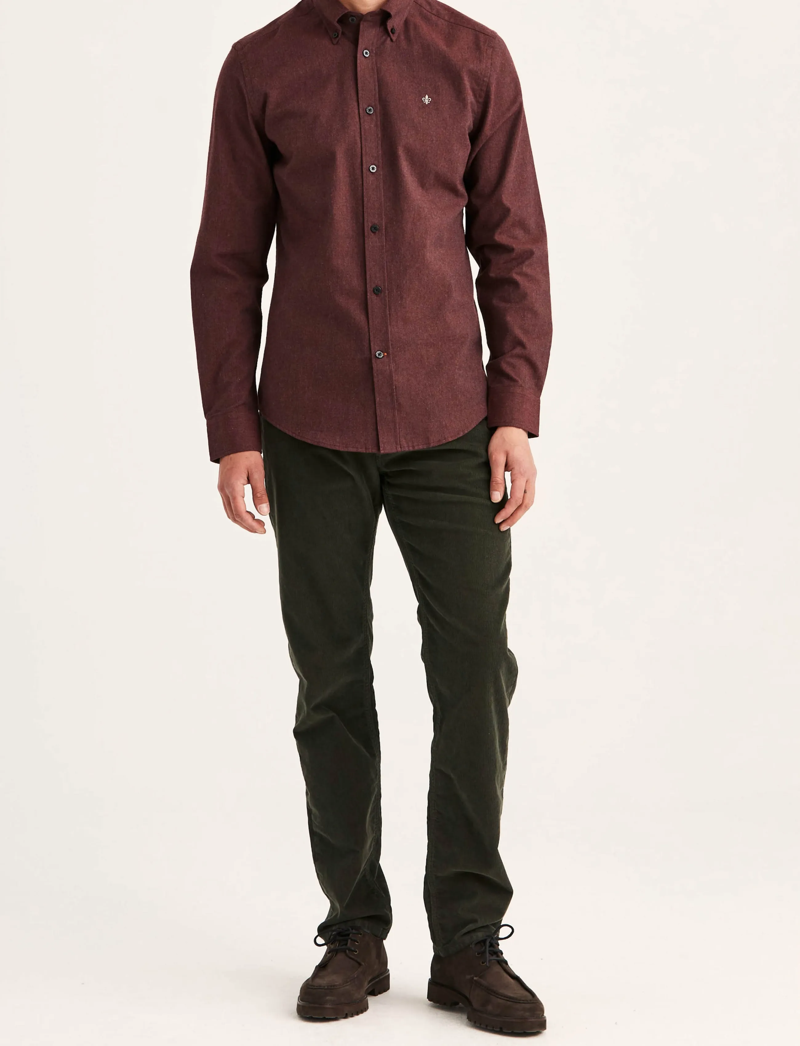 Morris - Watts Flannel Shirt-Slim Fit - flanell-hemden - wine red - 3