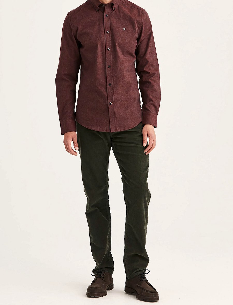 Morris - Watts Flannel Shirt-Slim Fit - flanell-hemden - wine red - 3