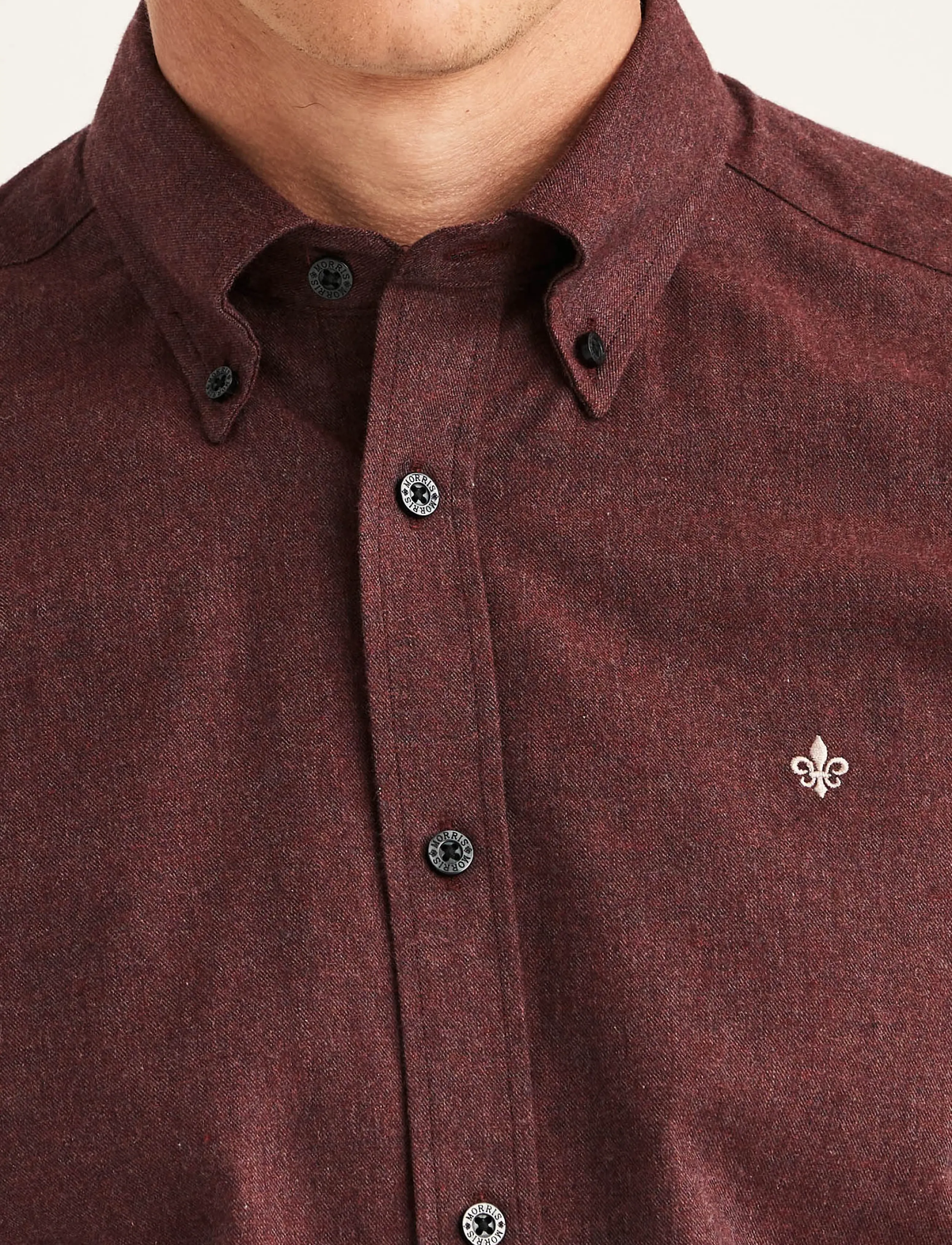 Morris - Watts Flannel Shirt-Slim Fit - flanell-hemden - wine red - 5