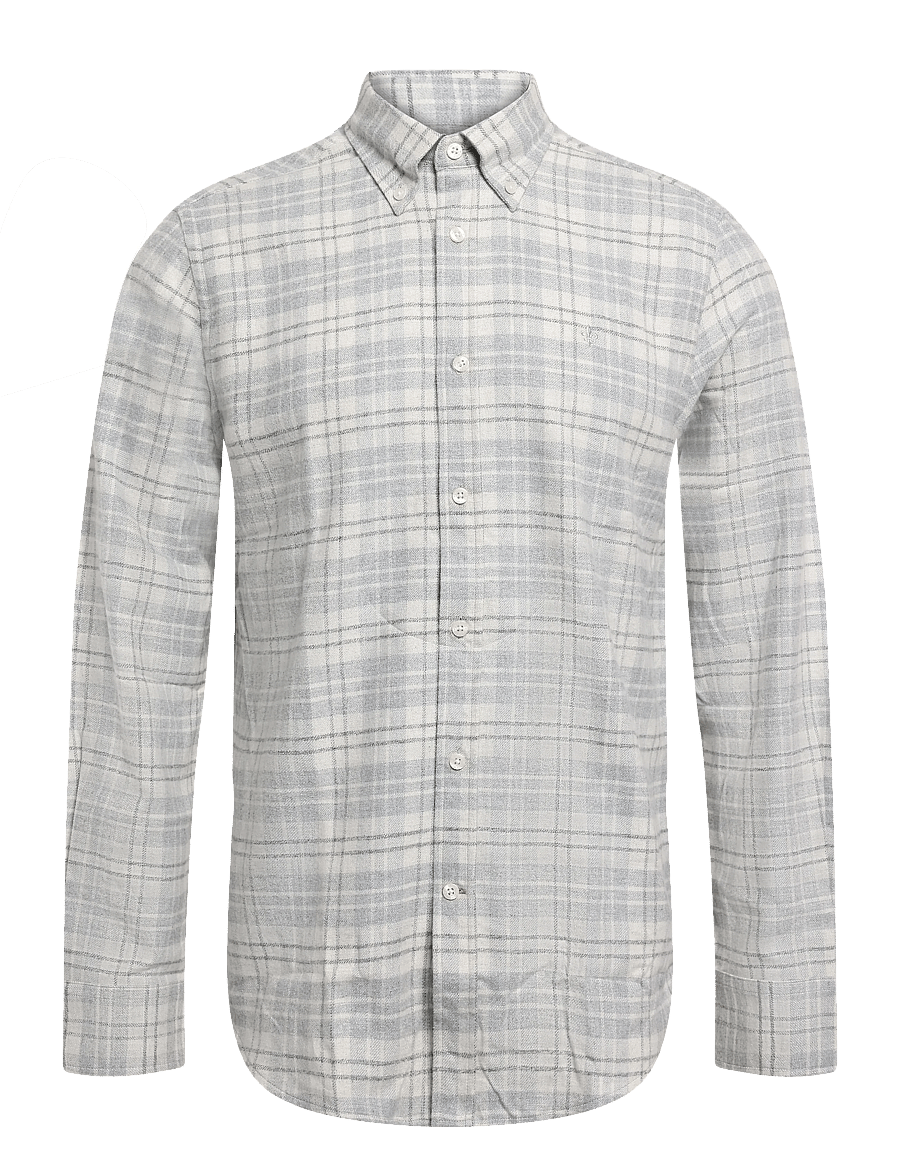 Morris - Flannel Mouliné Shirt-Slim Fit - flanell-hemden - grey - 0