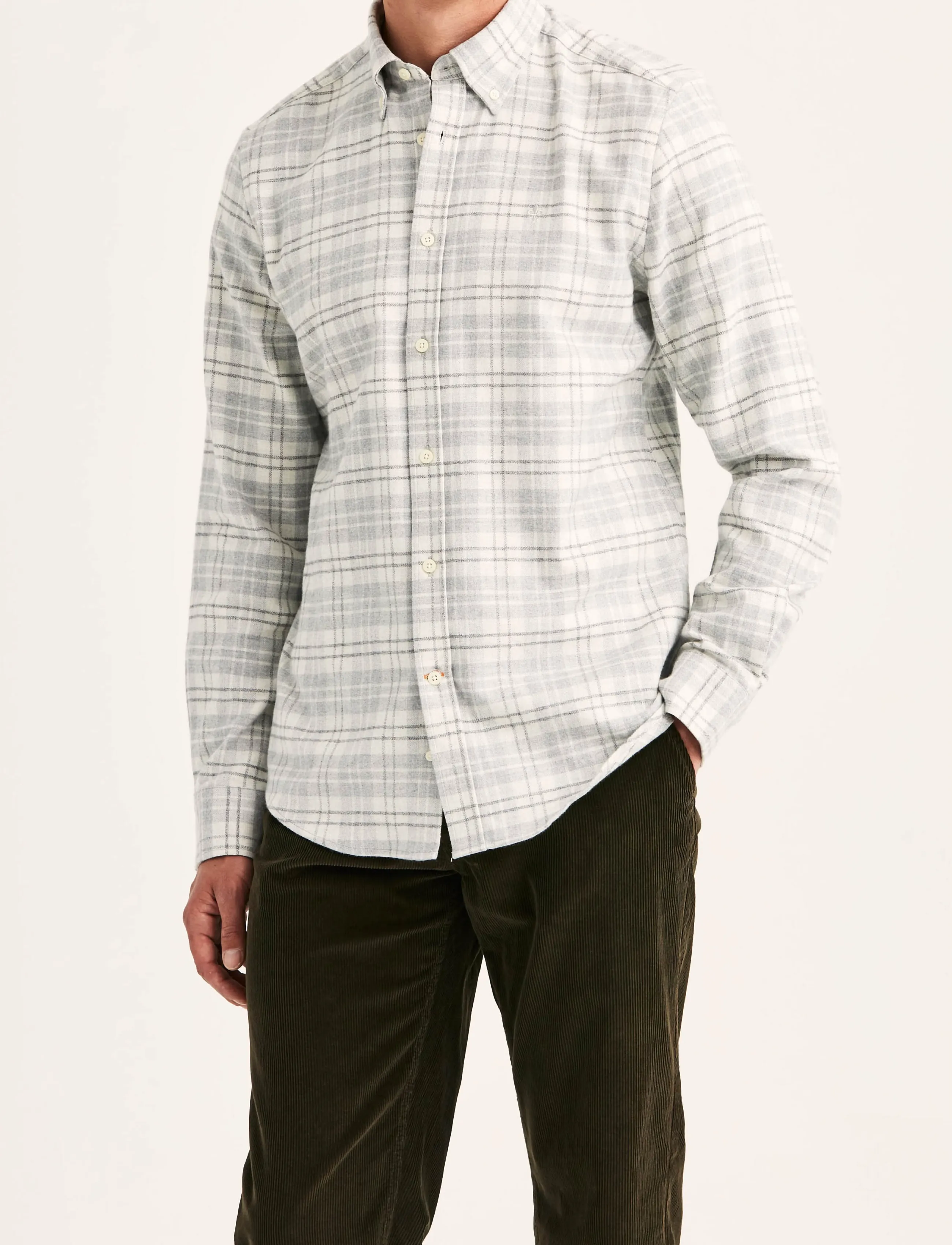 Morris - Flannel Mouliné Shirt-Slim Fit - flanell-hemden - grey - 2