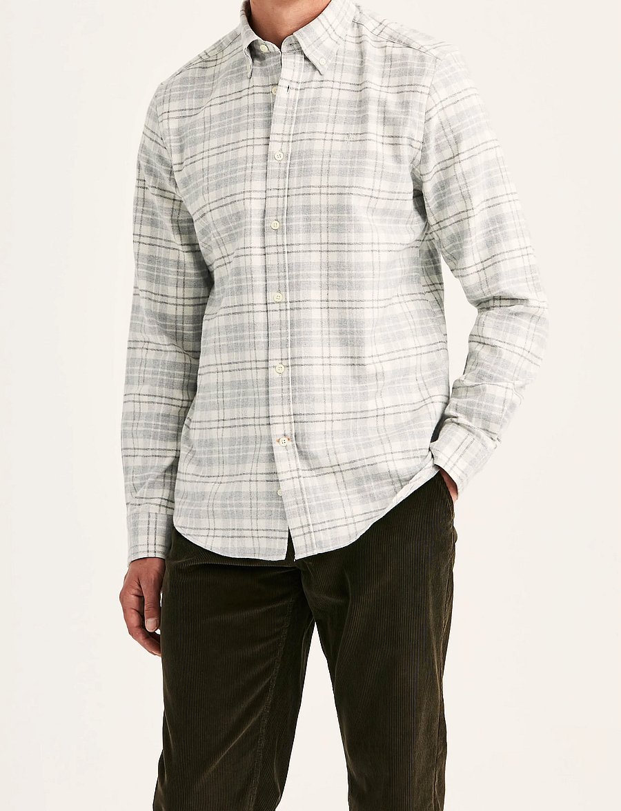 Morris - Flannel Mouliné Shirt-Slim Fit - flanell-hemden - grey - 2