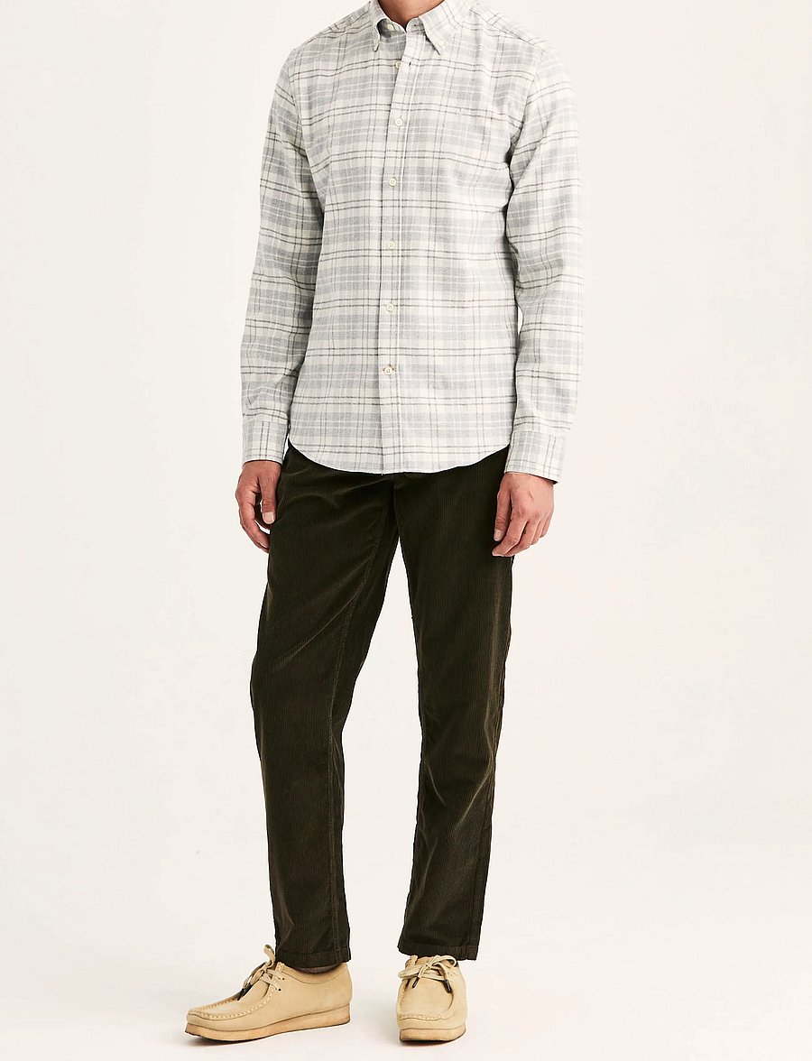 Morris - Flannel Mouliné Shirt-Slim Fit - flanell-hemden - grey - 3