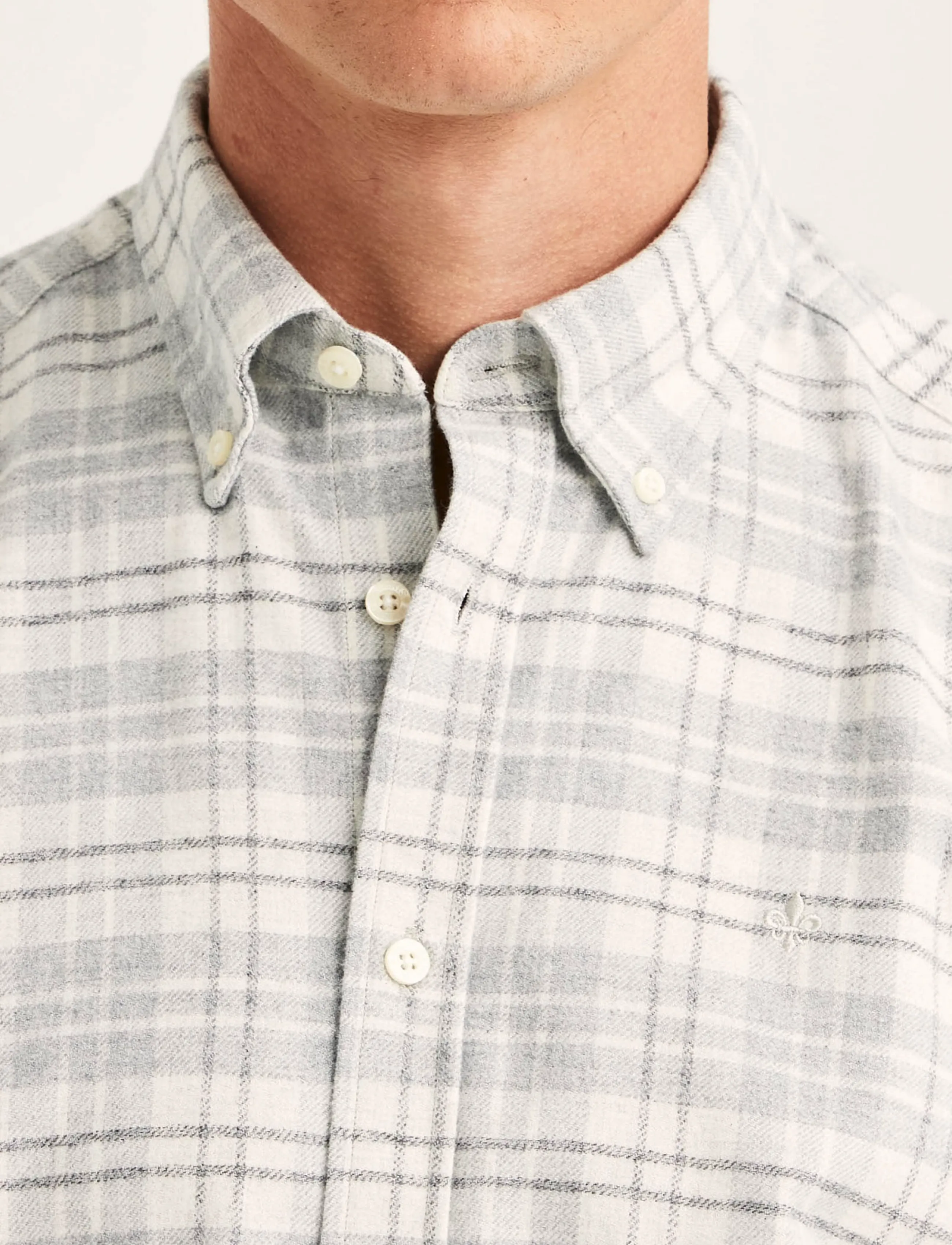 Morris - Flannel Mouliné Shirt-Slim Fit - flanell-hemden - grey - 5
