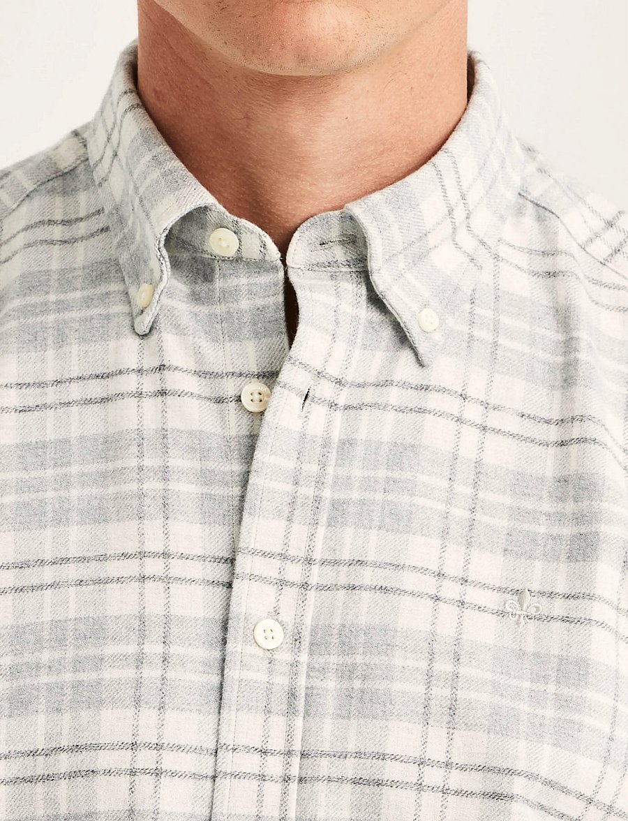 Morris - Flannel Mouliné Shirt-Slim Fit - flanell-hemden - grey - 5