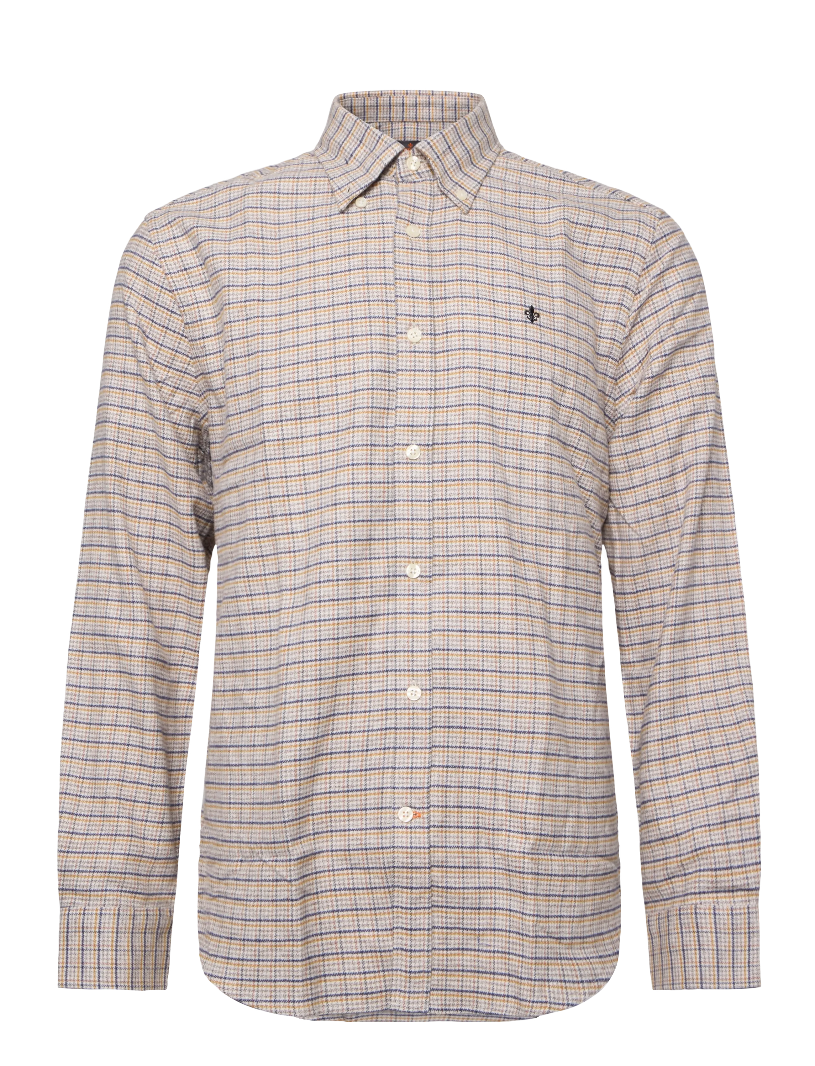 Morris Flannel Mouliné Shirt-Slim Fit - Ruudulised särgid - KHAKI / beige