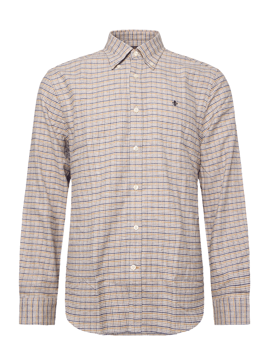 Morris - Flannel Mouliné Shirt-Slim Fit - flanellsärgid - khaki - 0