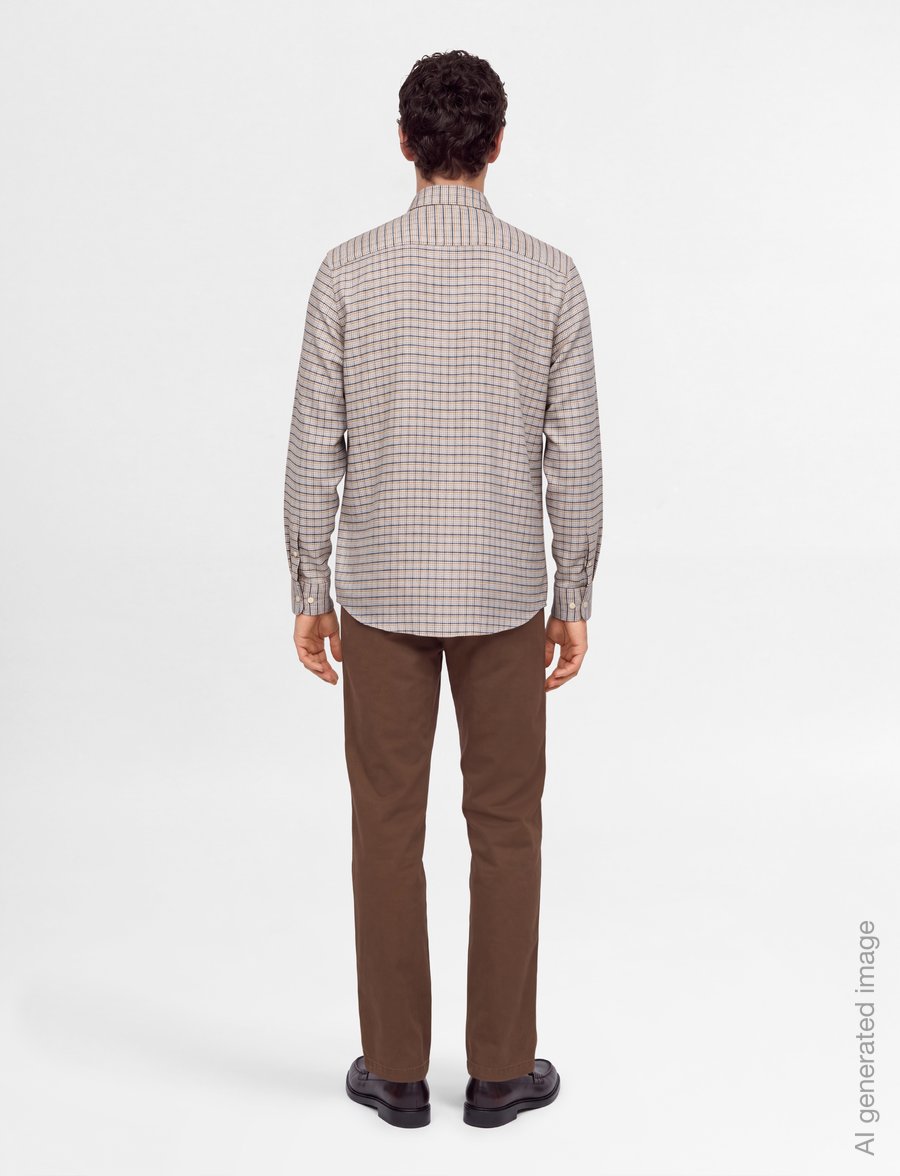 Morris - Flannel Mouliné Shirt-Slim Fit - flanellsärgid - khaki - 4
