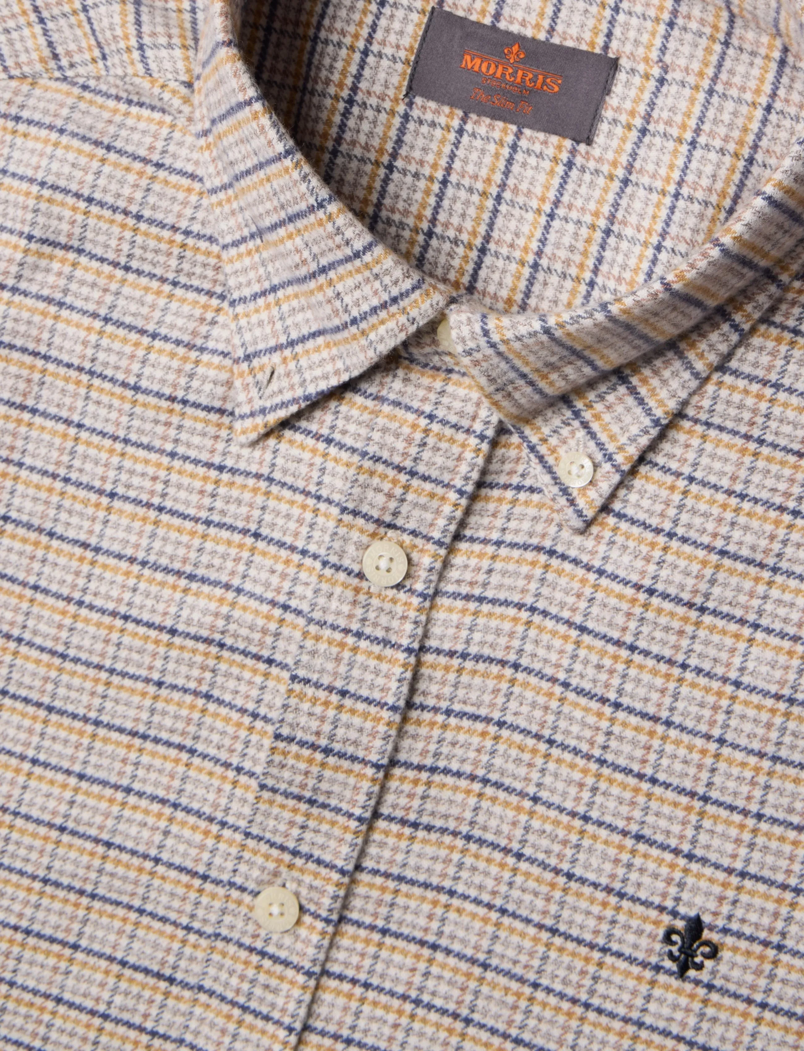 Morris - Flannel Mouliné Shirt-Slim Fit - flanellsärgid - khaki - 2