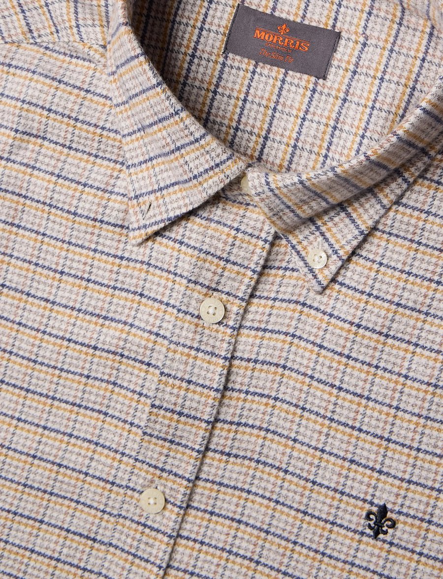 Morris - Flannel Mouliné Shirt-Slim Fit - flanellsärgid - khaki - 2