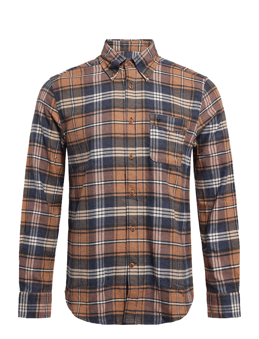 Morris - Flannel Big Check Shirt-Slim Fit - flannel shirts - camel - 1