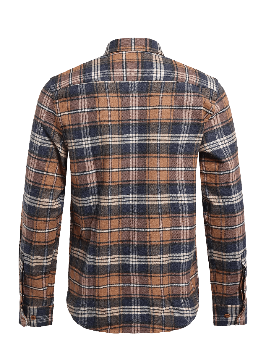Morris - Flannel Big Check Shirt-Slim Fit - flannel shirts - camel - 2