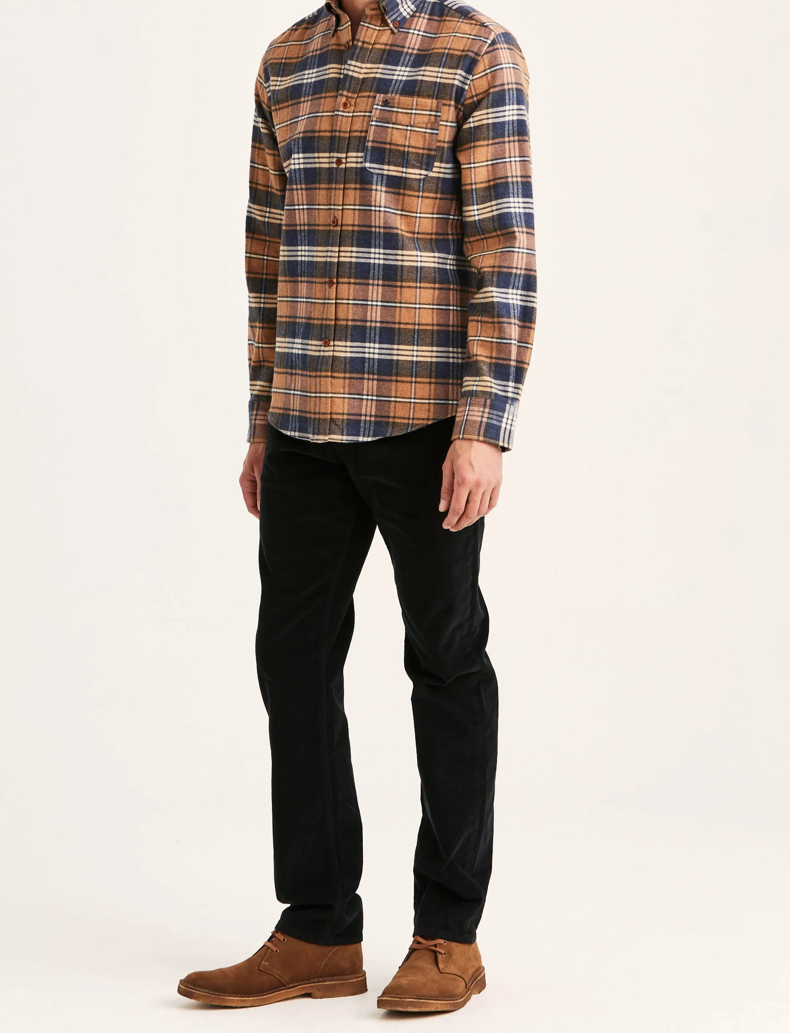 Morris - Flannel Big Check Shirt-Slim Fit - camel - 3