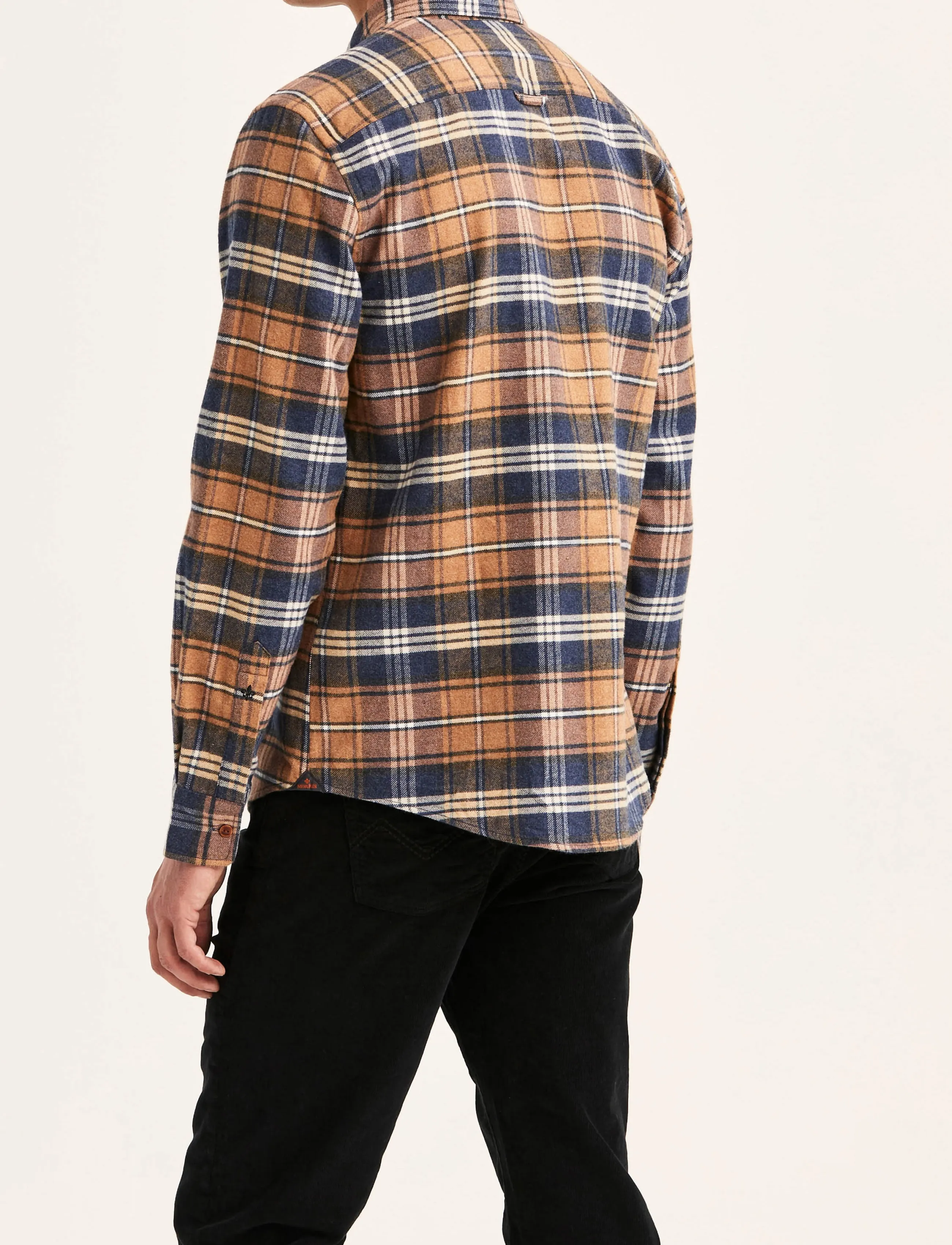 Morris - Flannel Big Check Shirt-Slim Fit - camel - 4