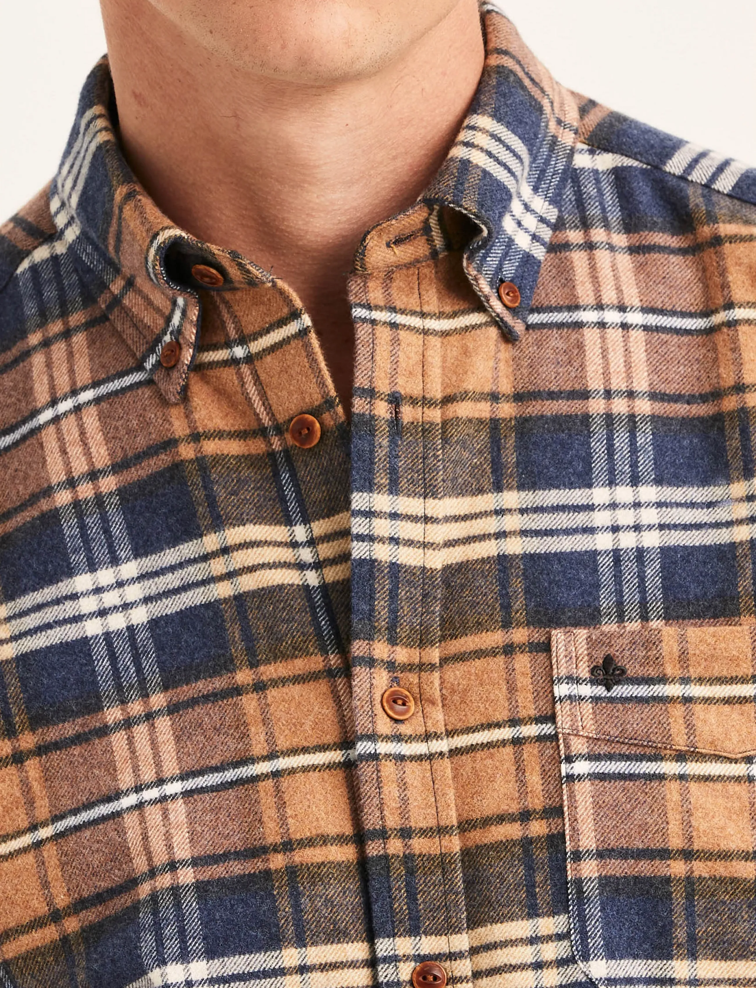 Morris - Flannel Big Check Shirt-Slim Fit - camel - 5