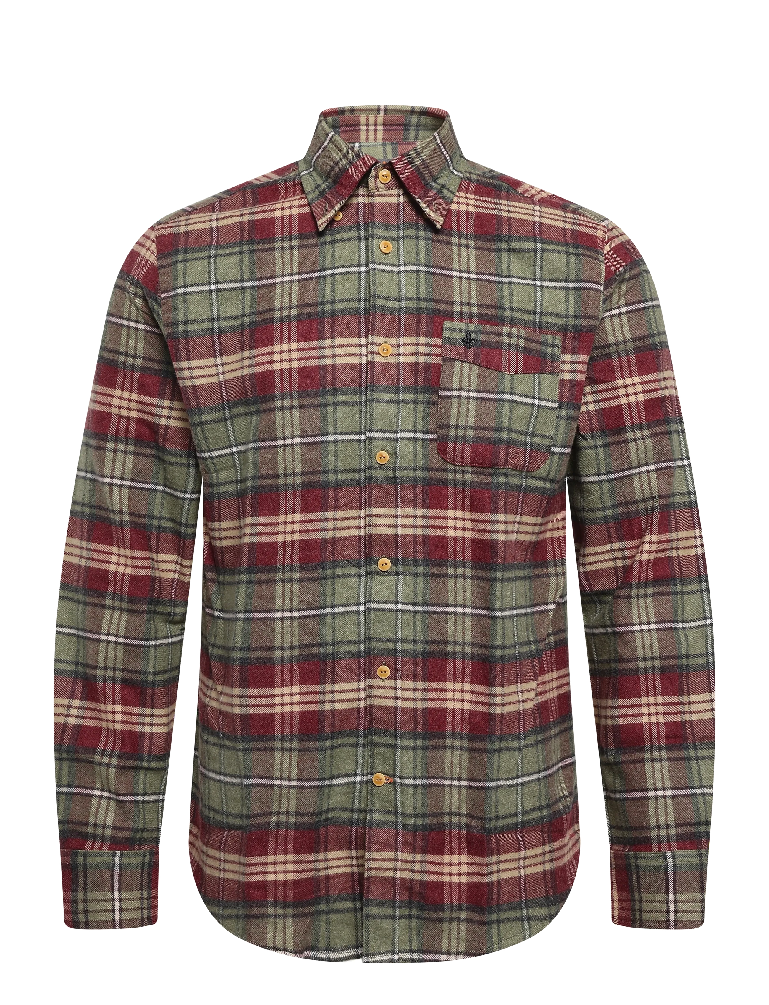 Morris Flannel Big Check Shirt-Slim Fit - Kleidung - OLIVE / khaki/green
