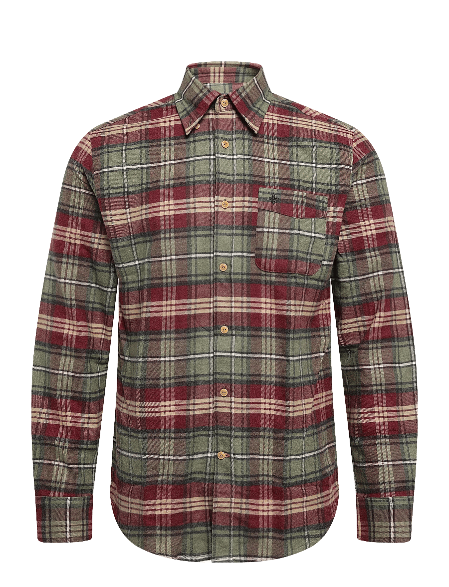 Morris - Flannel Big Check Shirt-Slim Fit - flanellskjortor - olive - 0