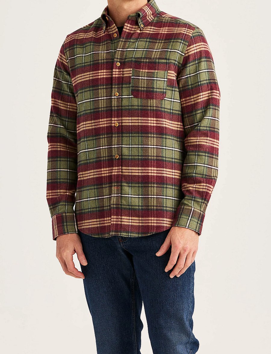 Morris - Flannel Big Check Shirt-Slim Fit - flanellskjortor - olive - 2