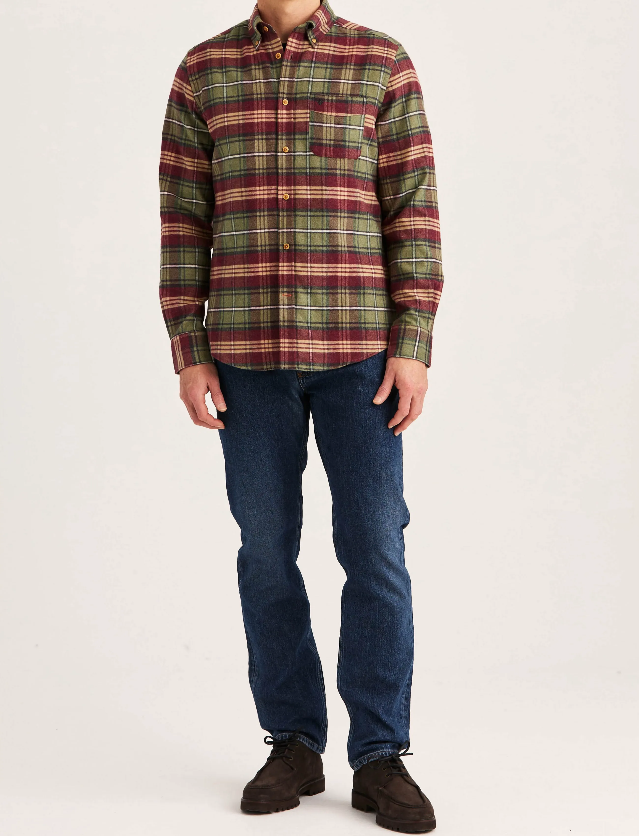 Morris - Flannel Big Check Shirt-Slim Fit - olive - 3