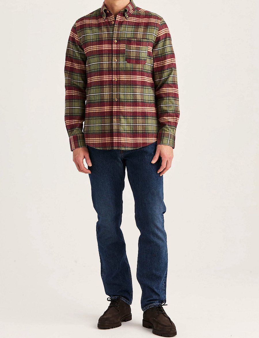 Morris - Flannel Big Check Shirt-Slim Fit - flanellskjortor - olive - 3