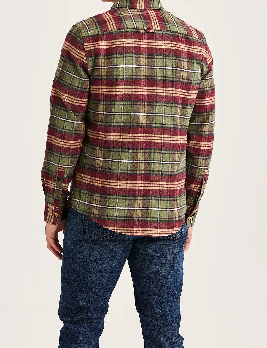 Morris - Flannel Big Check Shirt-Slim Fit - flanellskjortor - olive - 4
