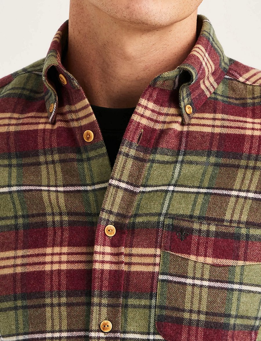 Morris - Flannel Big Check Shirt-Slim Fit - flanellskjortor - olive - 5