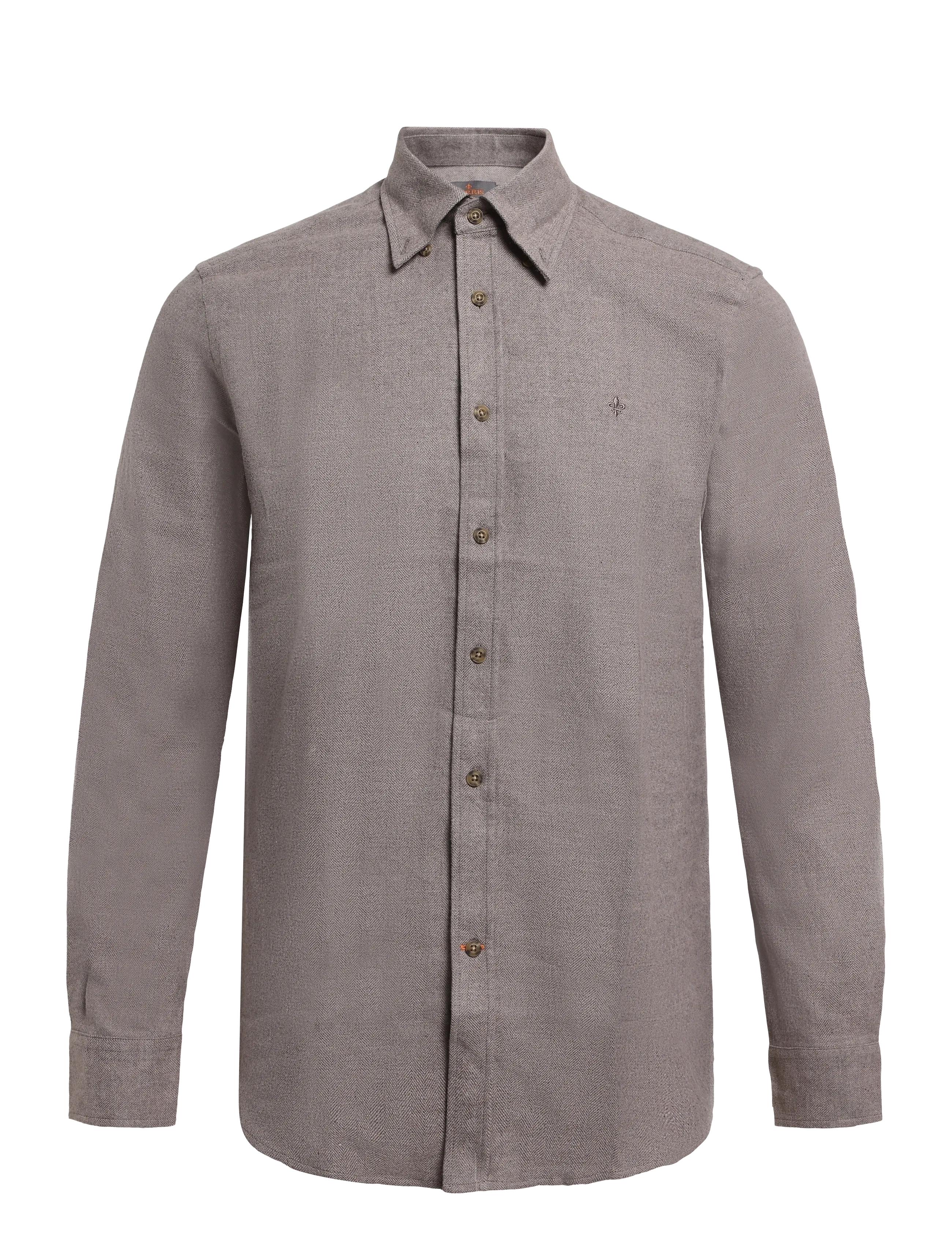 Morris - Flannel Herringbone Shirt-Slim Fit - brown - 1