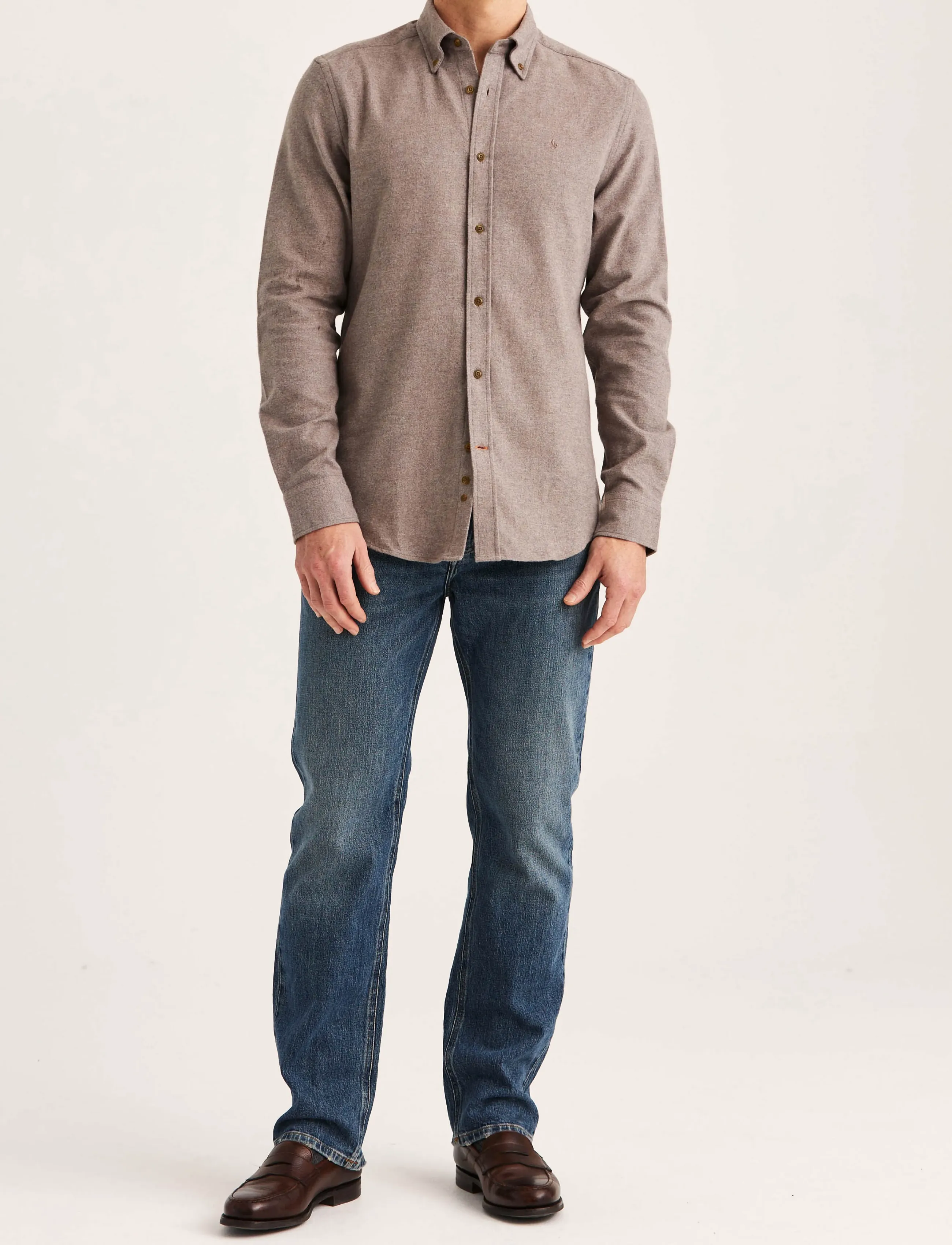Morris - Flannel Herringbone Shirt-Slim Fit - brown - 3