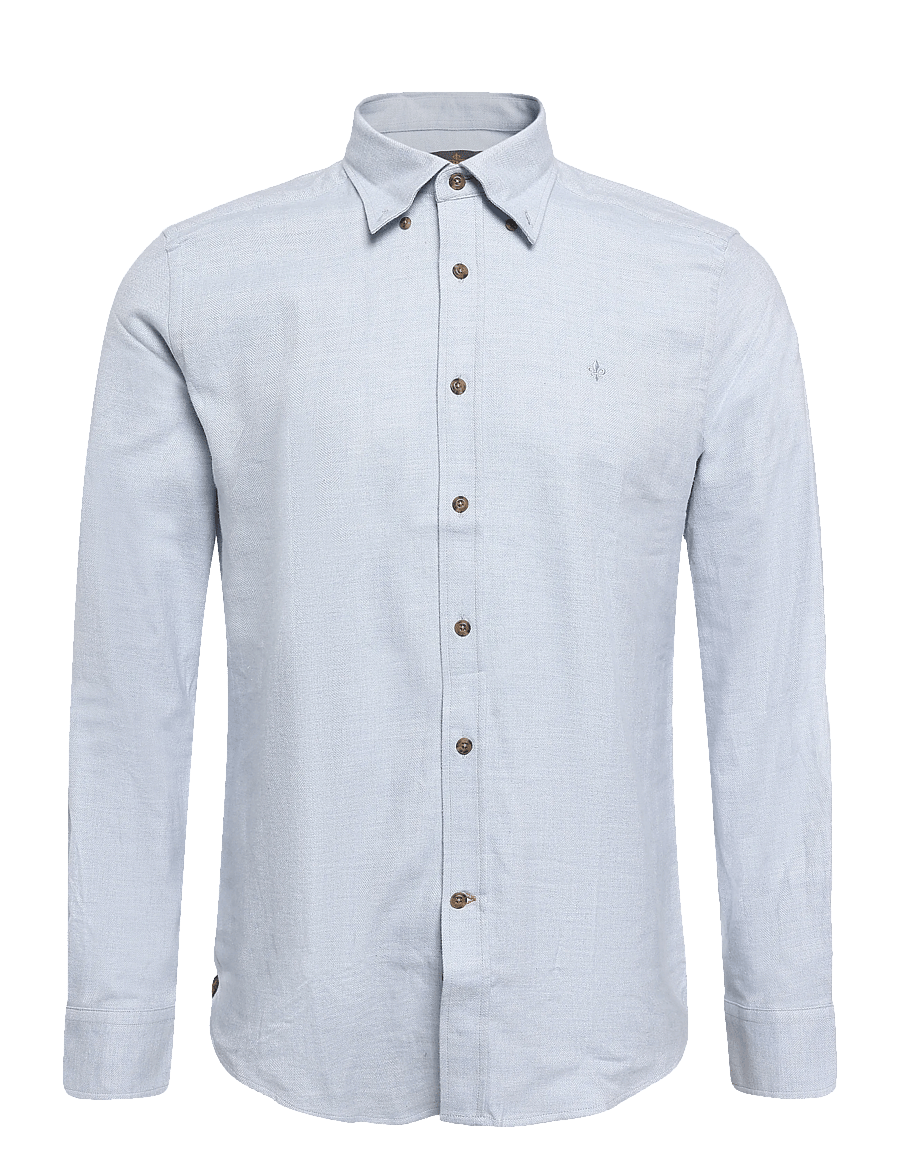 Morris - Flannel Herringbone Shirt-Slim Fit - flanell-hemden - light blue - 0