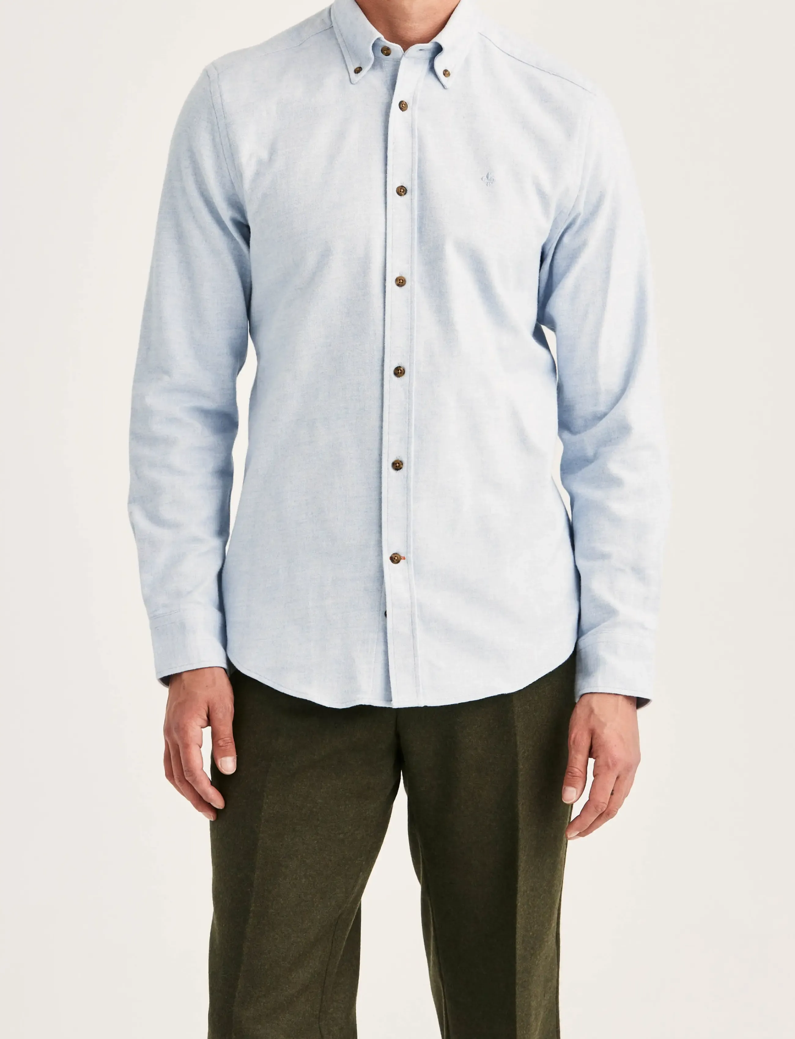Morris - Flannel Herringbone Shirt-Slim Fit - flanell-hemden - light blue - 2