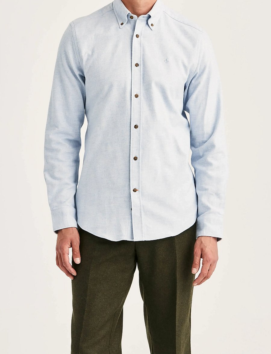 Morris - Flannel Herringbone Shirt-Slim Fit - flanell-hemden - light blue - 2