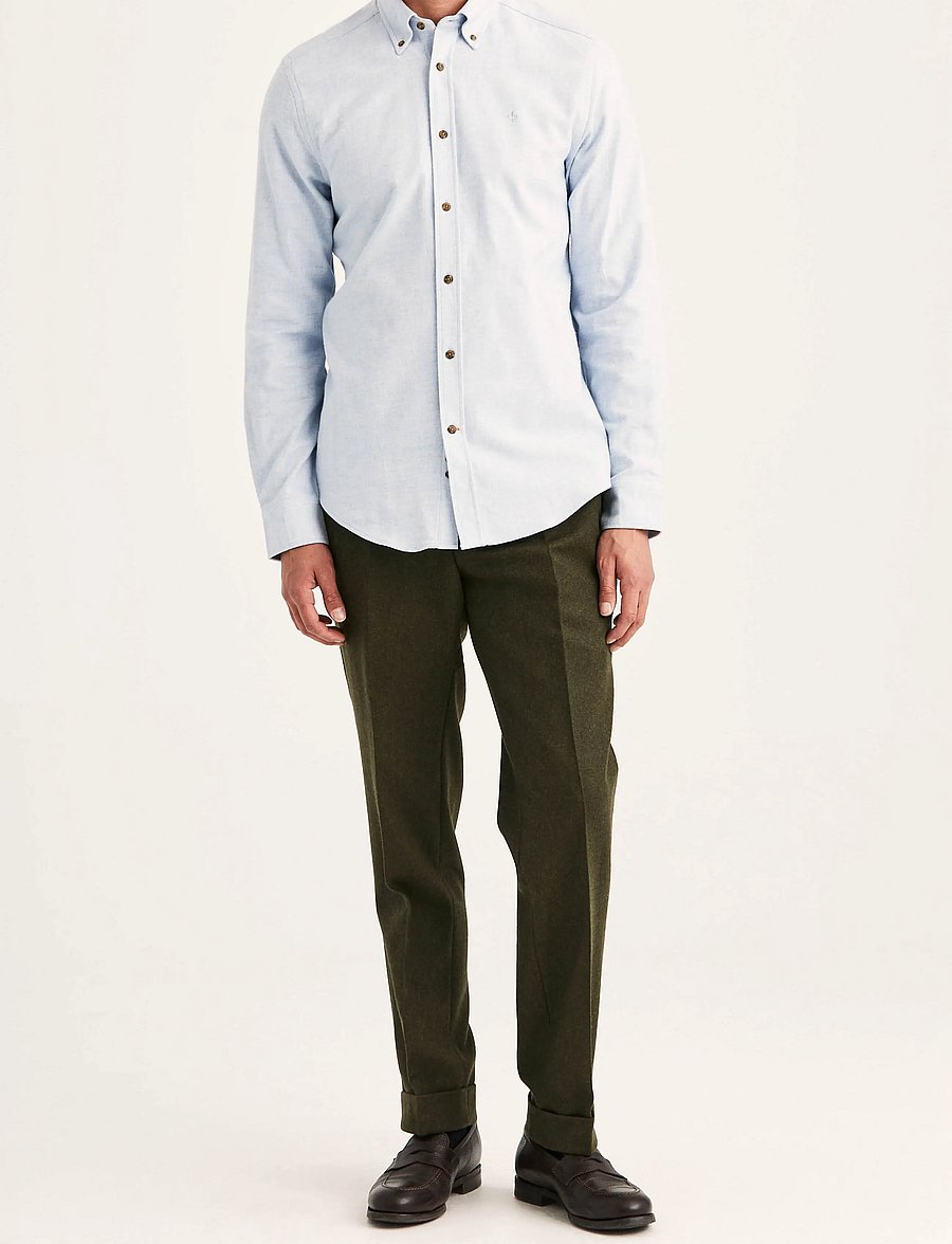 Morris - Flannel Herringbone Shirt-Slim Fit - flanell-hemden - light blue - 3