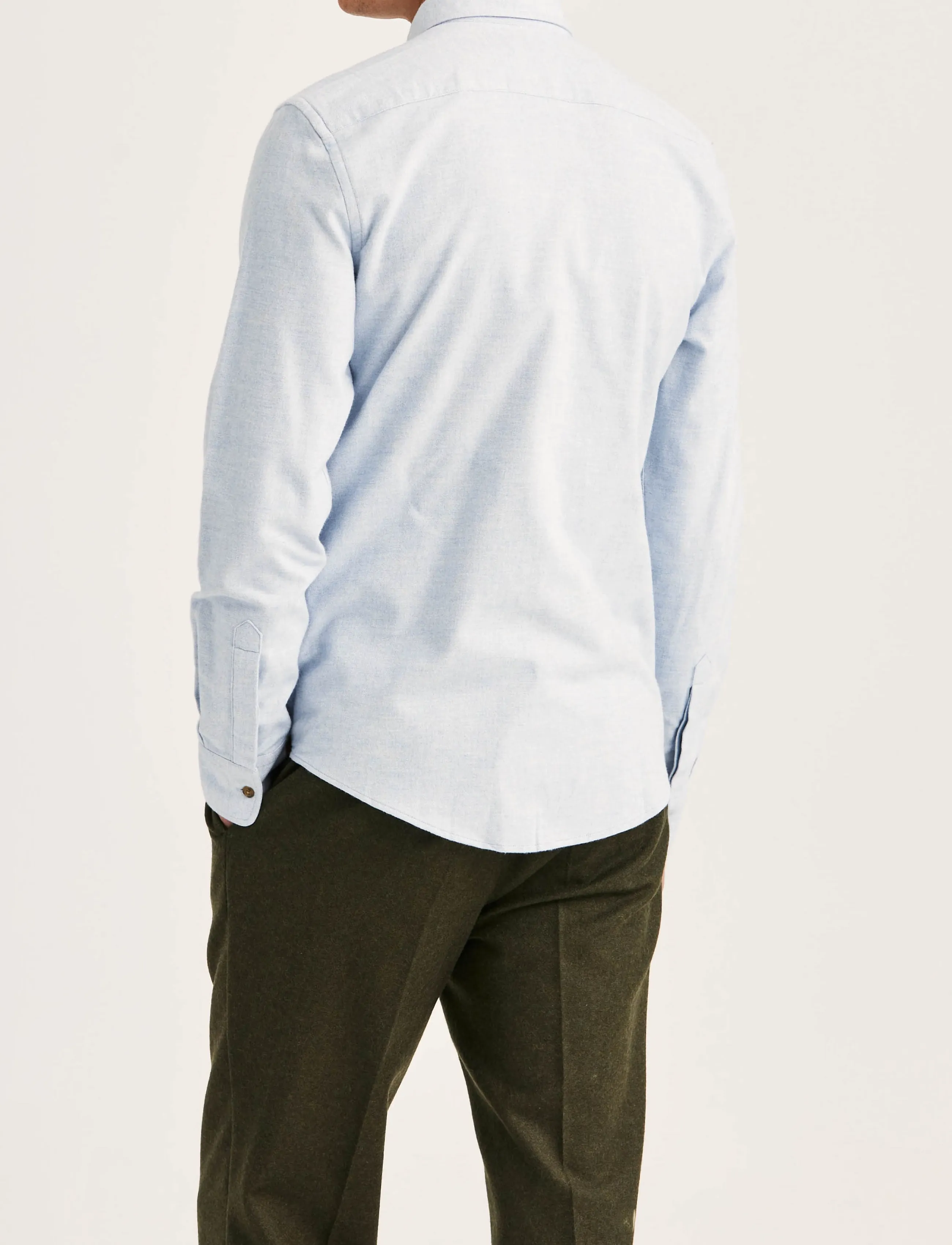 Morris - Flannel Herringbone Shirt-Slim Fit - flanell-hemden - light blue - 4