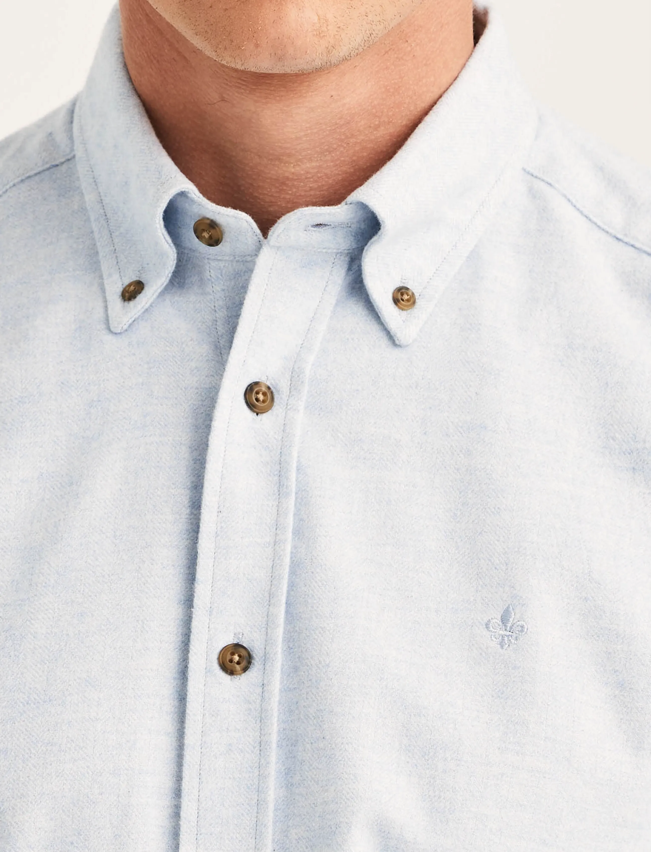 Morris - Flannel Herringbone Shirt-Slim Fit - flanell-hemden - light blue - 5