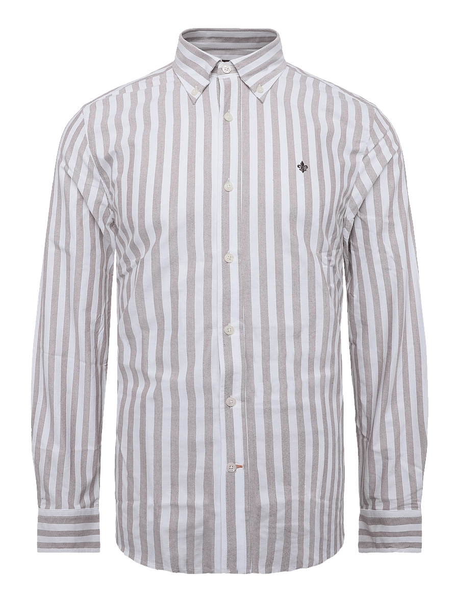 Morris - Douglas Oxford Stripe Shirt-Slim Fit - randiga skjortor - brown - 0