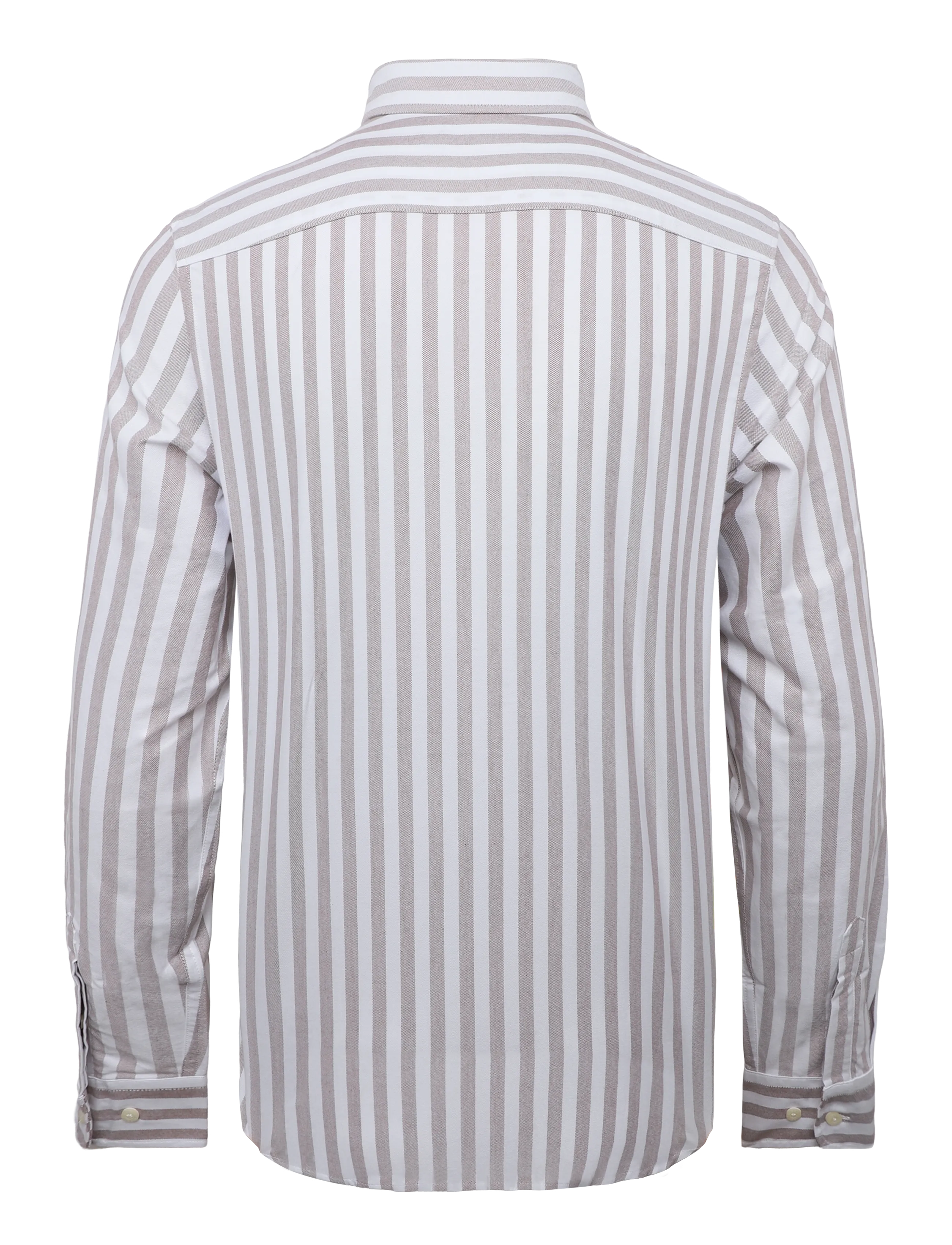 Morris - Douglas Oxford Stripe Shirt-Slim Fit - randiga skjortor - brown - 1