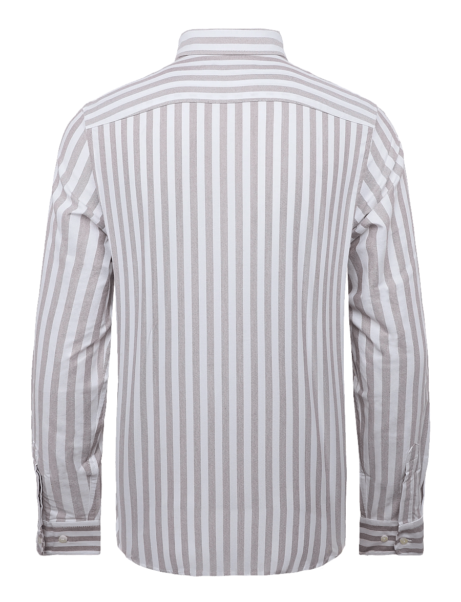 Morris - Douglas Oxford Stripe Shirt-Slim Fit - randiga skjortor - brown - 1