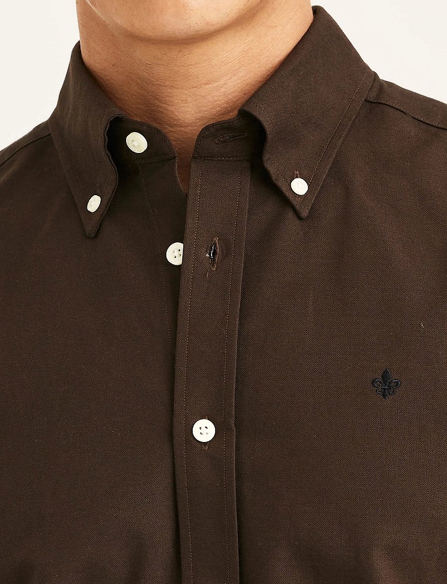 Morris - Douglas Oxford Stripe Shirt-Slim Fit - randiga skjortor - brown - 3