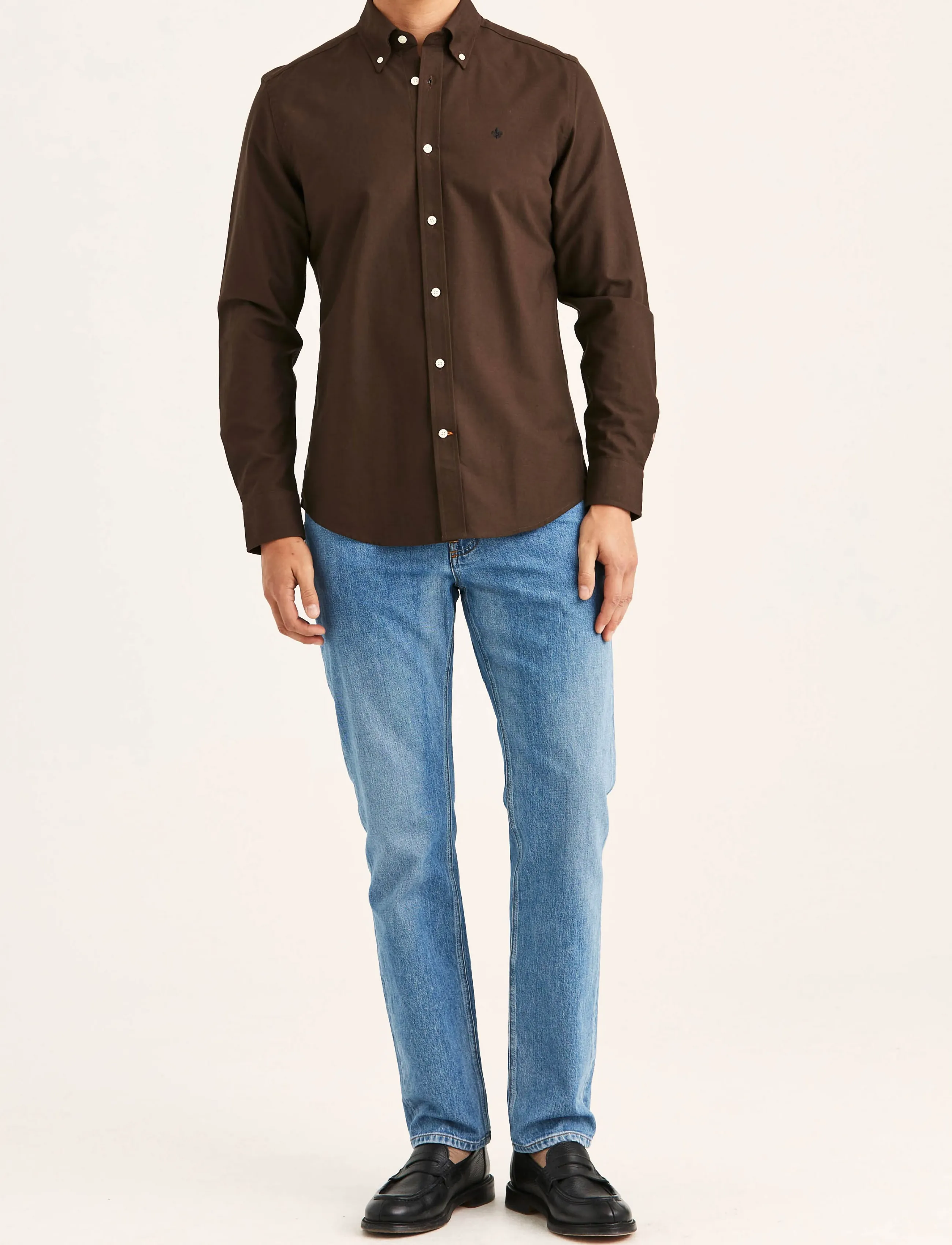 Morris - Douglas Oxford Stripe Shirt-Slim Fit - randiga skjortor - brown - 5