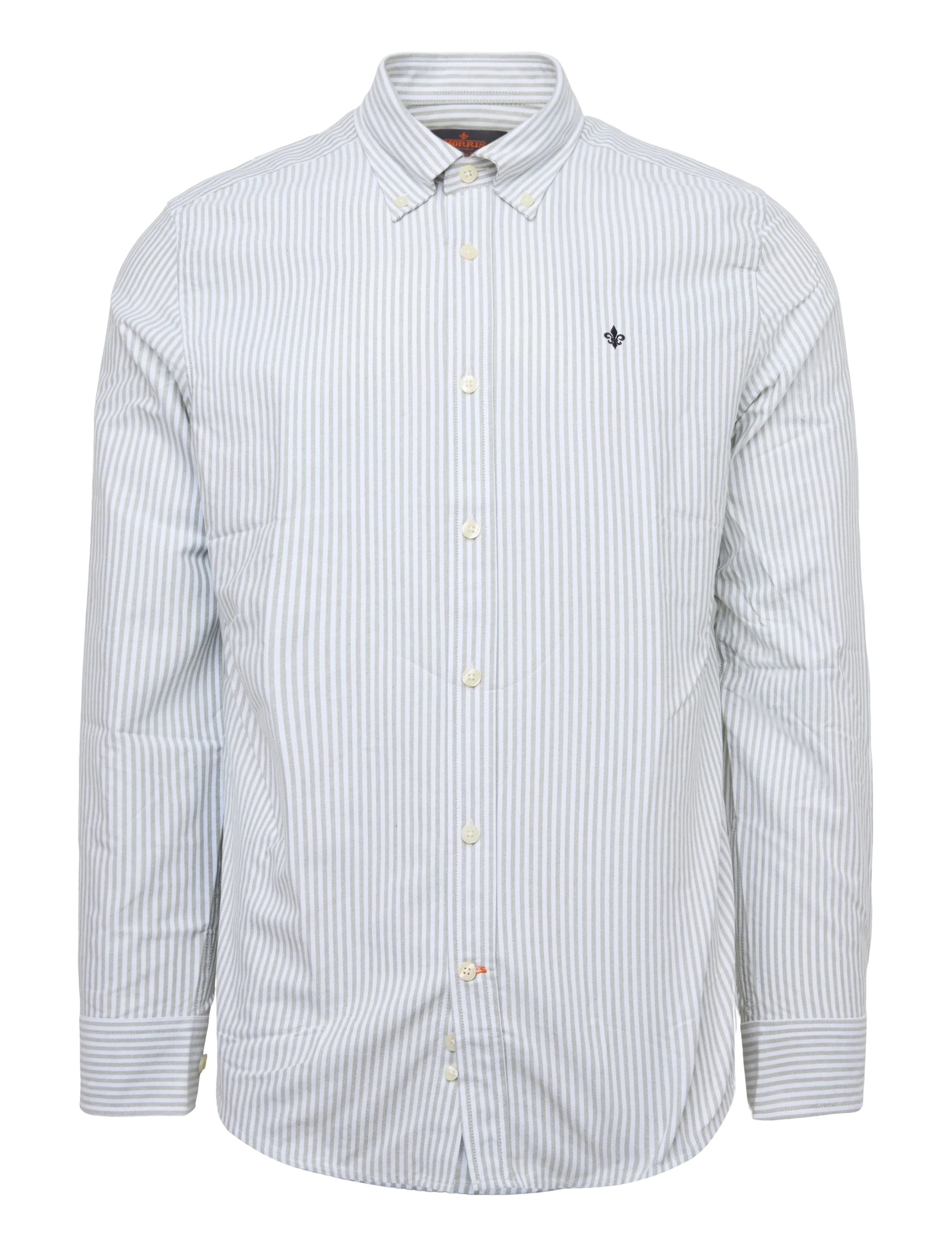 Morris Douglas Oxford Stripe Shirt-Slim Fit - Randiga skjortor - OLIVE / khaki/green