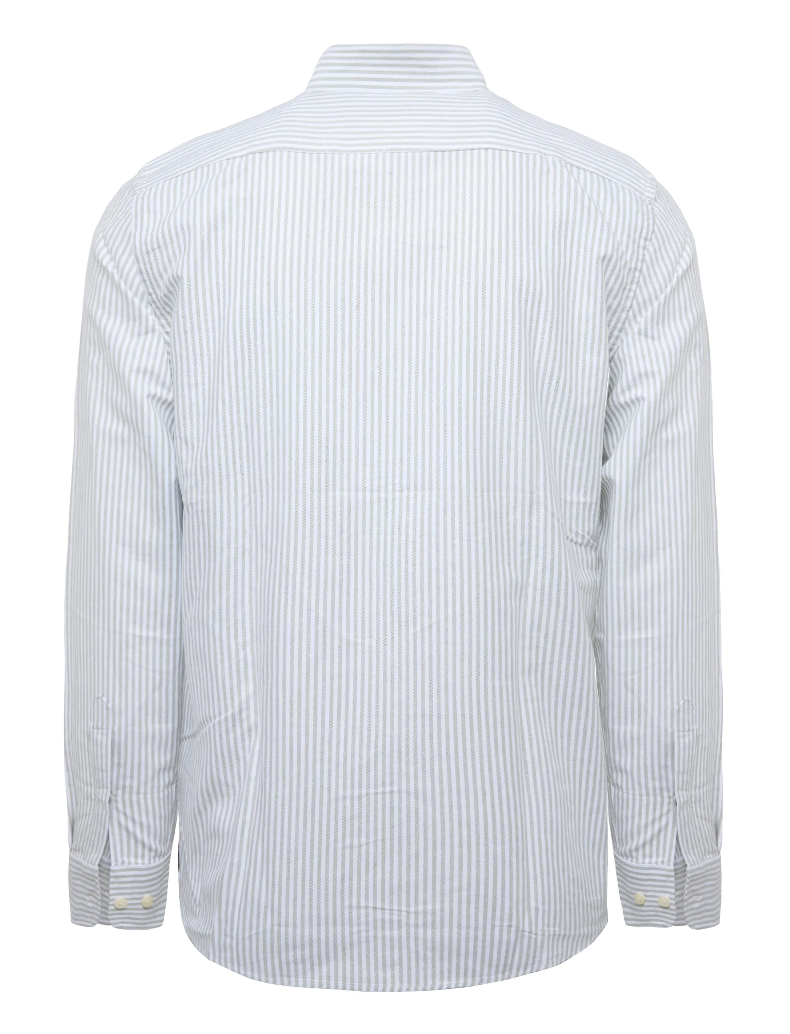 Morris - Douglas Oxford Stripe Shirt-Slim Fit - randiga skjortor - olive - 1